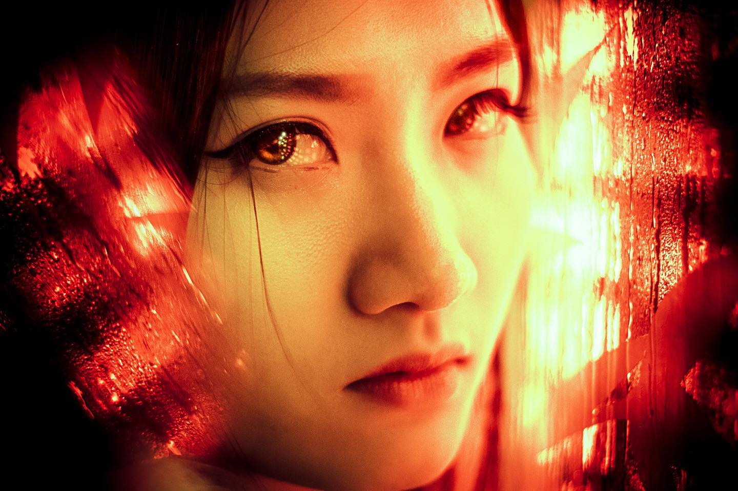 Cinematic portrait of Iris in red light